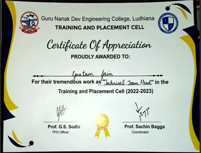 Appreciation CERT. TNP, GNDEC